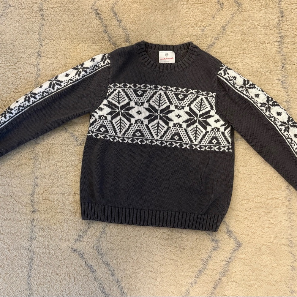 Hanna Andersson Gray and White Nordic Sweater